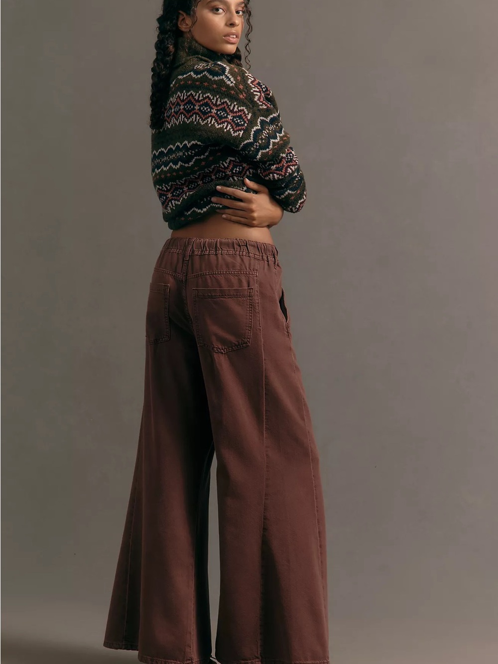 Pilcro Wide-Leg Drawstring Pants in Plum/brown - Picture 2 of 12